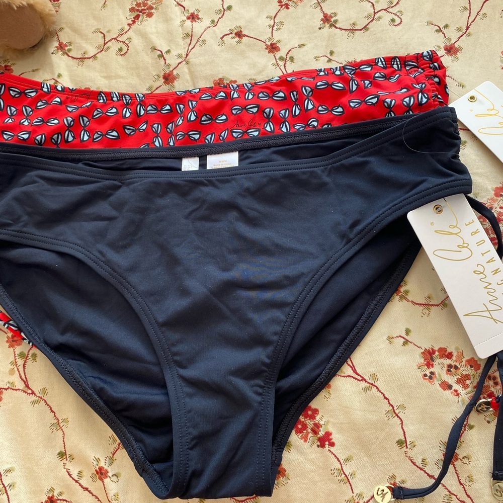 Anne Cole Red and Black Swim Bottoms. Size M. Set of 2.